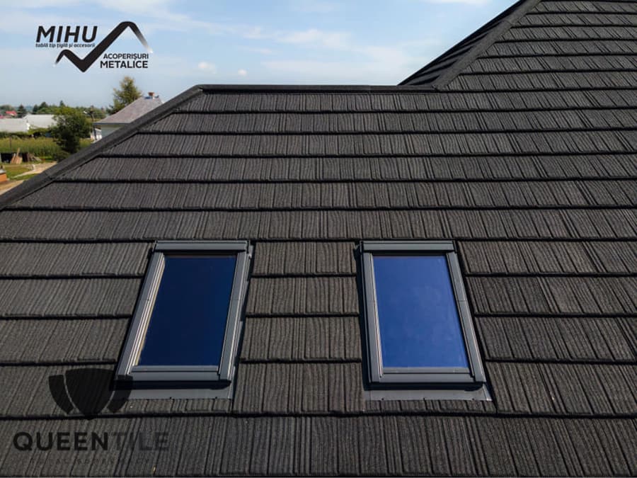 A roof finished in QUEENTILE SHAKE
